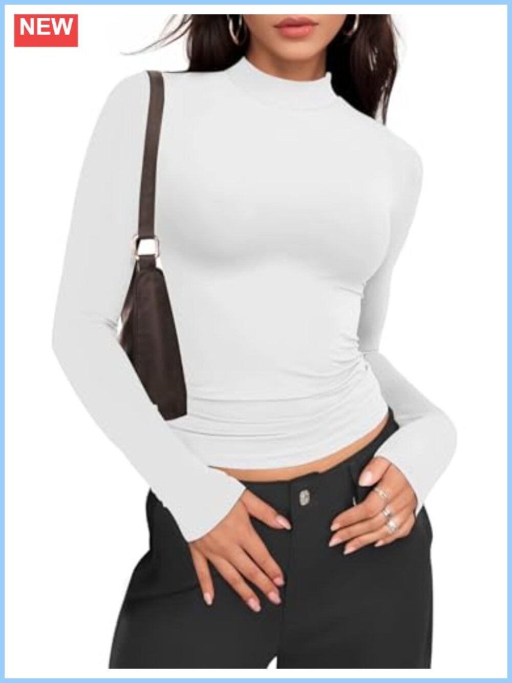 Women's Mock Turtle Neck Long Sleeve Crop T-Shirt Y2K Slim Fit Tee